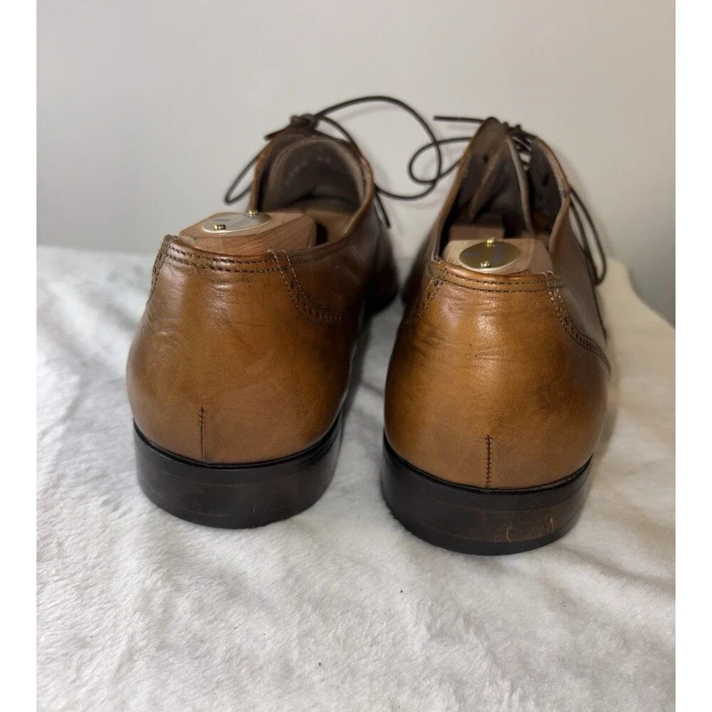 Bally 12 D Brogue Captoe Tan Leather Lace-up Dress Shoes